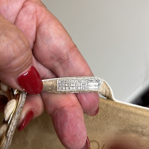 VIONIC White Embellished Slide Sandals Size 8 Adjustable Strap - Picture 6 of 6